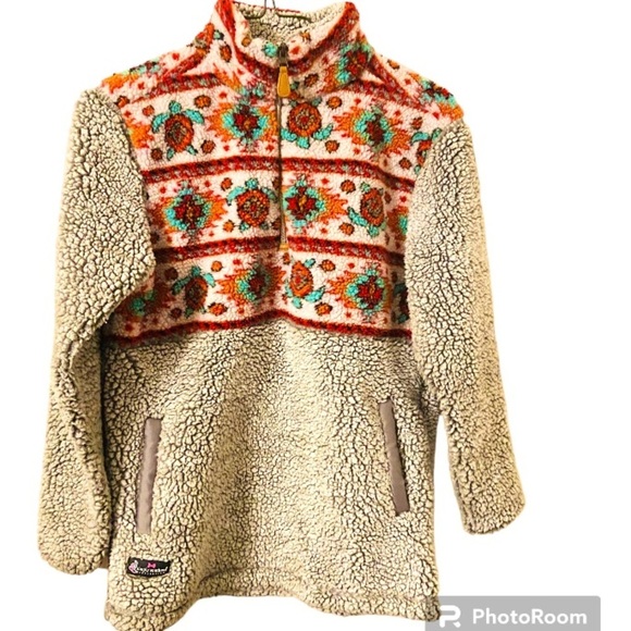Simply Southern Jackets & Blazers - Simply Southern Women Sherpa Fleece Pullover Zip Print Long Sleeves Outerwear.